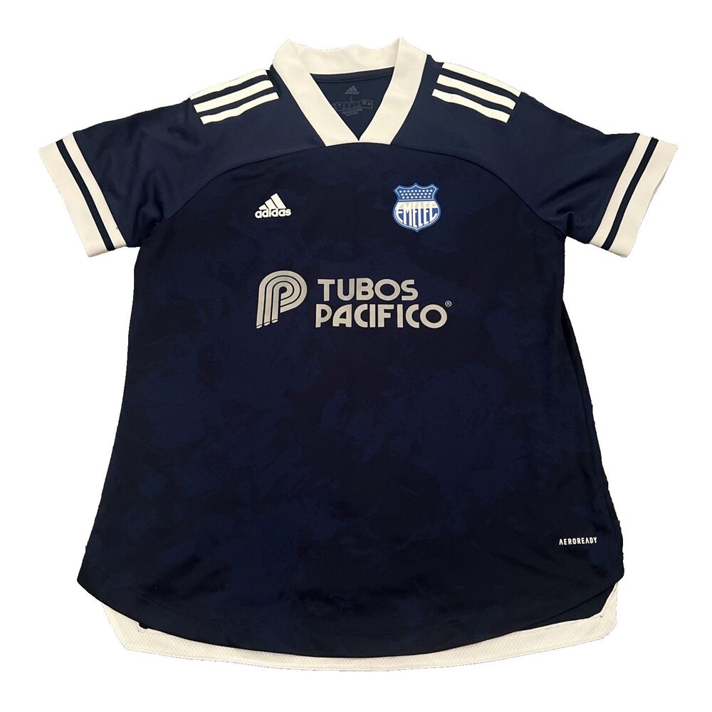 Club Sport Adidas Emelec Mens Large Blue Soccer Jersey Tubos Pacifico Football